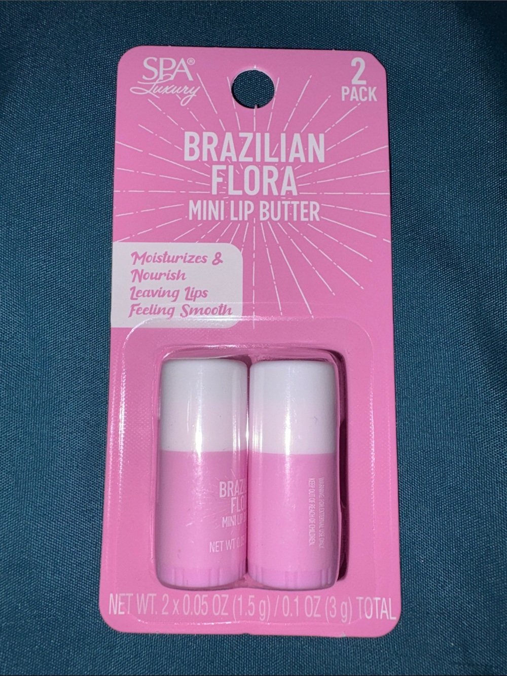 Spa Luxury Brazilian Flora Mini Lip Butter - Pink (2 Pack).05 oz each
